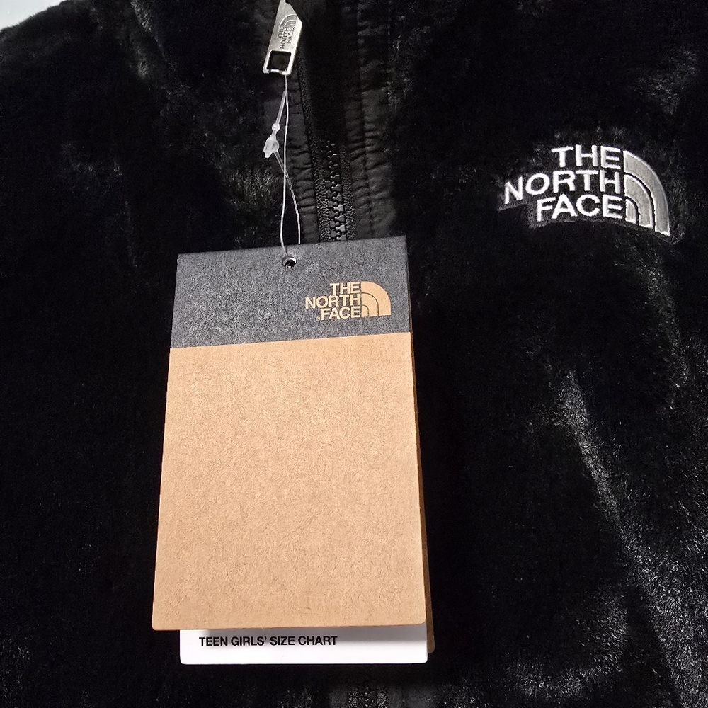 NWT The North Face Girls Size XS (6) Reversible Faux Fur Mossbud Jacket, Black - Picture 8 of 12